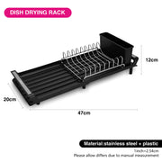 Extendable Kitchen Dish Drying Rack with Drainer