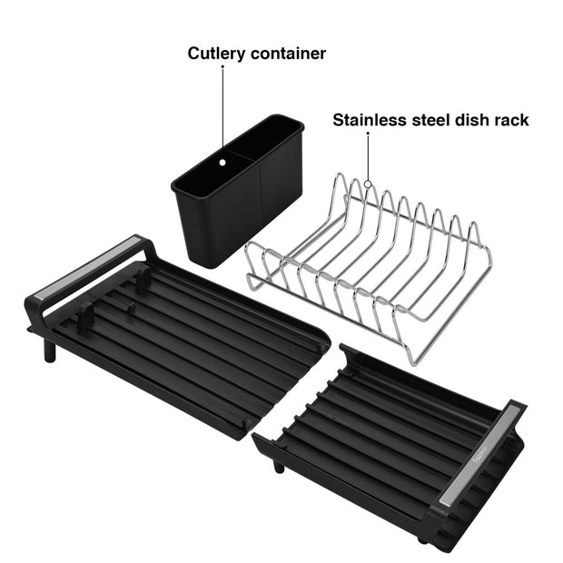 Extendable Kitchen Dish Drying Rack with Drainer