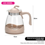 2000ml Borosilicate Glass Jug with Lid - Light Brown