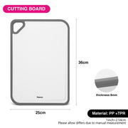 Plastic Cutting Board with Side Handle - White, 36*25cm