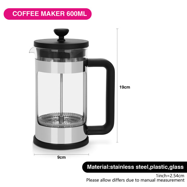 Coffee Maker French Press Stainless Steel - 600ml