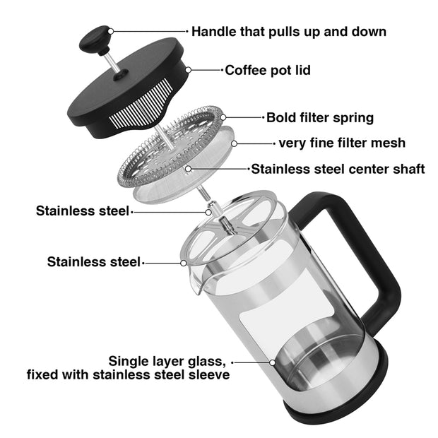 Coffee Maker French Press Stainless Steel - 1000ml