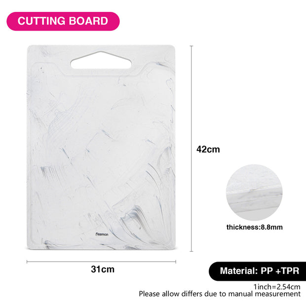 Plastic Cutting Board with Top Handle - Marble, 42*31cm