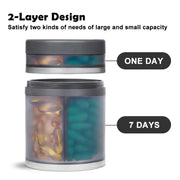 Large Travel Pill Organizer - Transparent Black