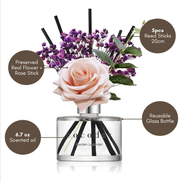 Rose Flower Reed Diffuser 200ml - Lovely Peony