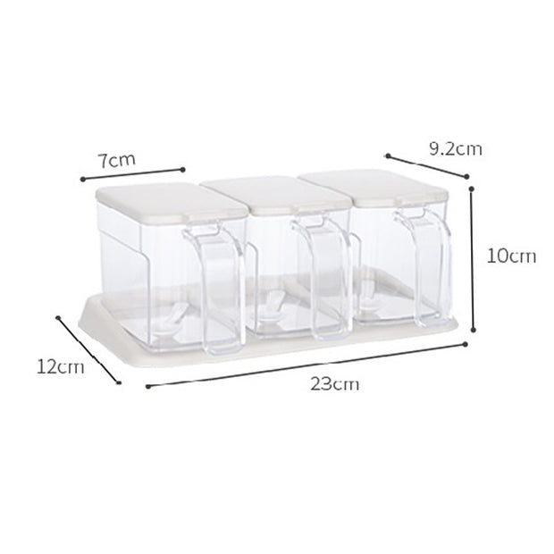 3pcs Clear Condiment Holder - White