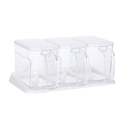 3pcs Clear Condiment Holder - White