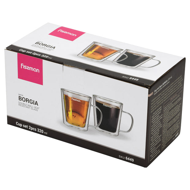 Borgia 2pcs Double Wall Glass Cup - 320ml