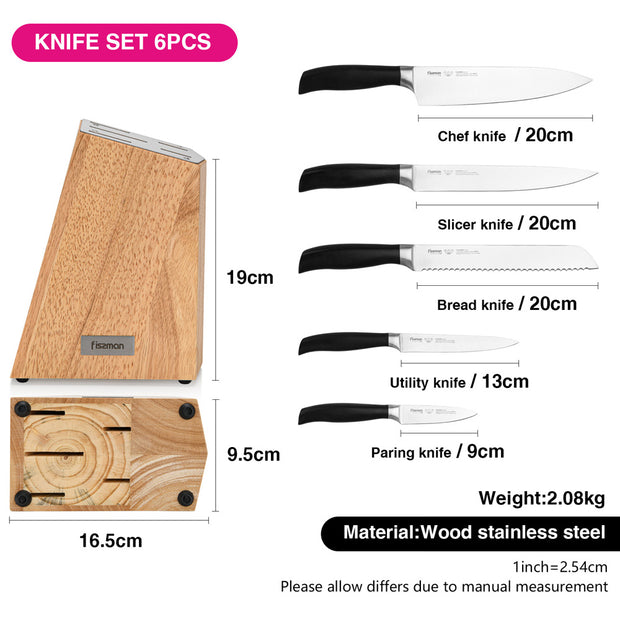 5pcs Knives with Wooden Stand Set