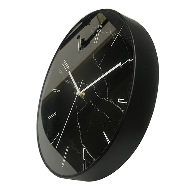 Black Marble Black Rim Wall Clock (12inch)