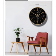 Black Marble Gold Rim Wall Clock (12inch)