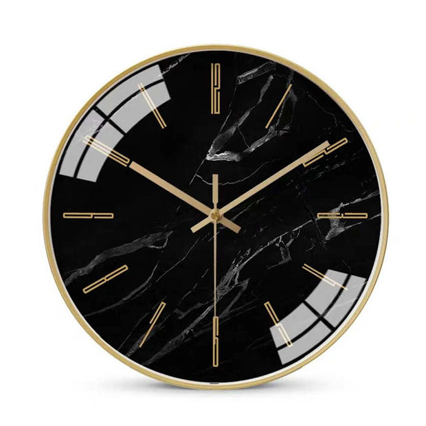 Black Marble Gold Rim Wall Clock - nilezs.com