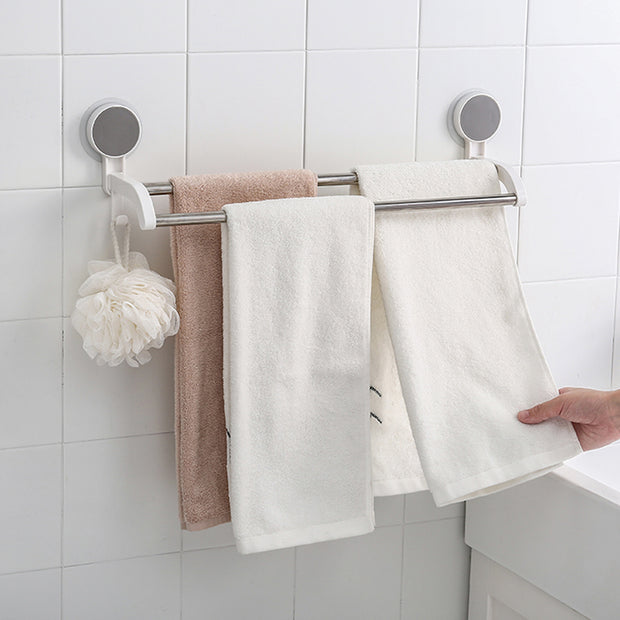 Double Towel Rod Holder (Stick On) on Bathroom Wall