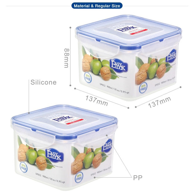 Rectangular Plastic Food Container - 900ml x 2pcs