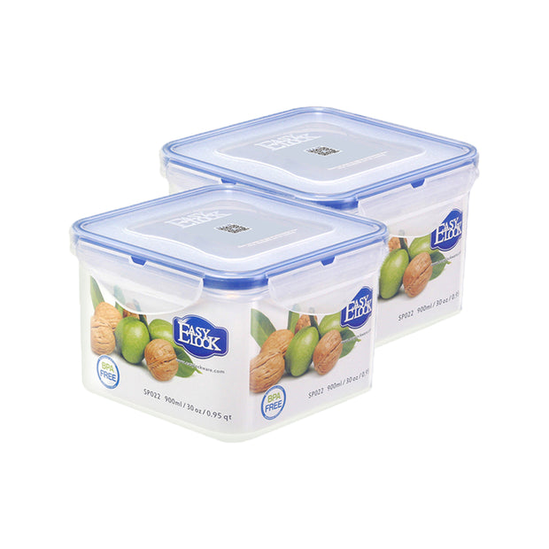 Rectangular Plastic Food Container - 900ml x 2pcs