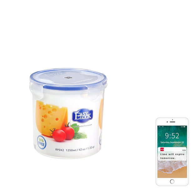 Tall Plastic Food Container - 1250ml x 2pcs