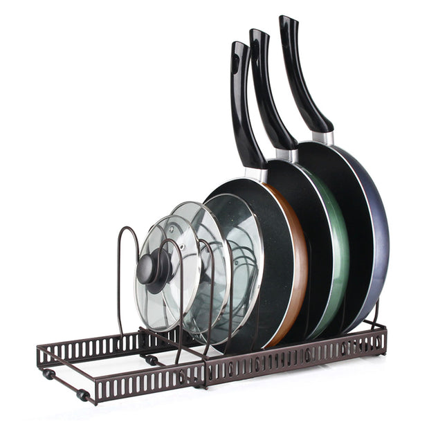 Extendable Pot & Pan Rack - Dark Coffee