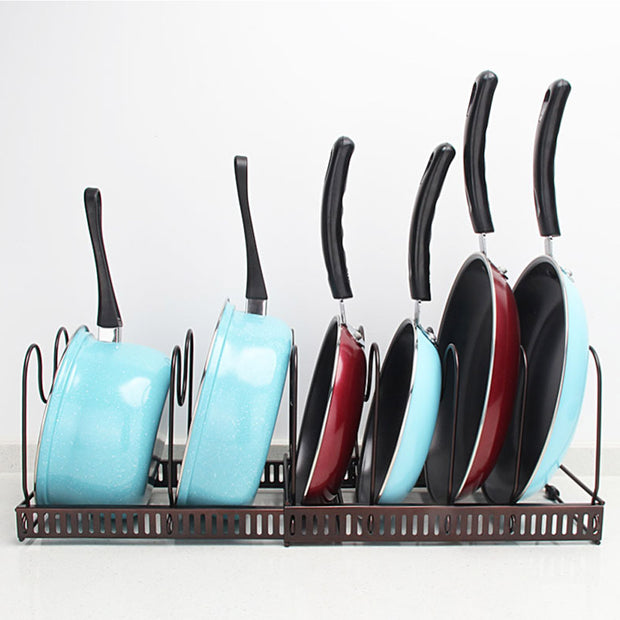 Extendable Pot & Pan Rack - Dark Coffee