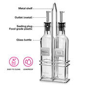 Oil & Vinegar Glass Bottles Set with Stand - 2x250ml