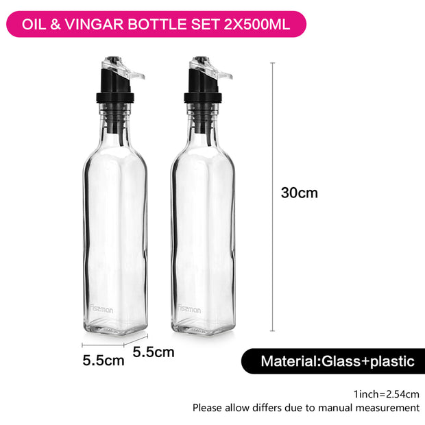 Oil & Vinegar Glass Bottles Set - 2x500ml