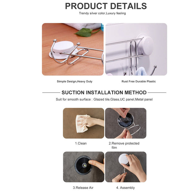 Suction 4 Double Wall Hooks