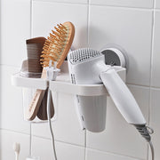 Hair Dryer Rack with Cup (Stick On) on Bathroom Wall