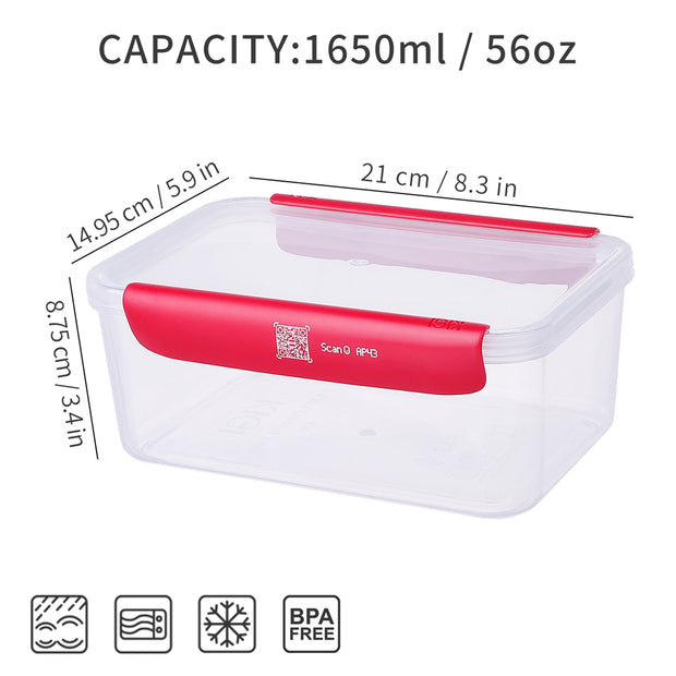 Smart Track Plastic Food Container - 1650ml x 2pcs