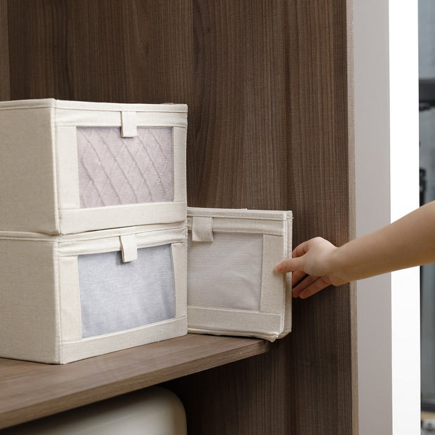 Foldable Fabric Storage Box with Clear Window - Large