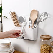 Utensil Holder with Drainer (Stick On) on Wall