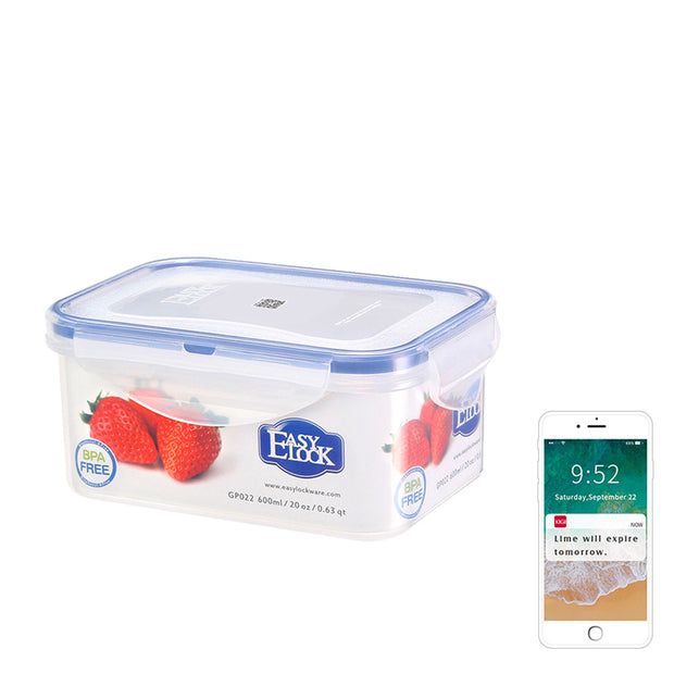 Rectangular Plastic Food Container - 600ml x 2pcs