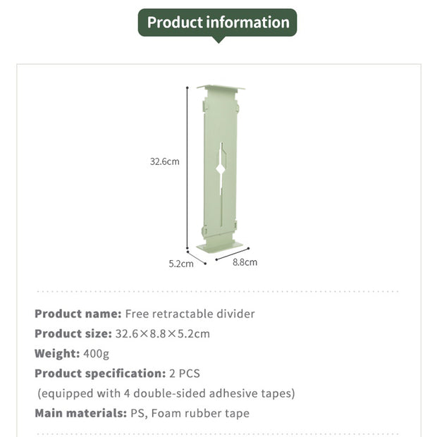 Adjustable Drawer Divider - Green (Set of 2)