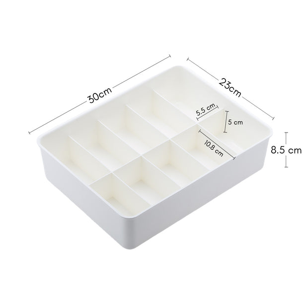 Stackable 10 Grids Box Organizer - White