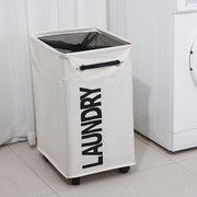 Wide Laundry Bag with Wheels - Beige