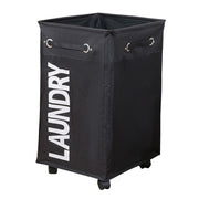 Wide Laundry Bag with Wheels - Black