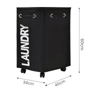 Wide Laundry Bag with Wheels - Black