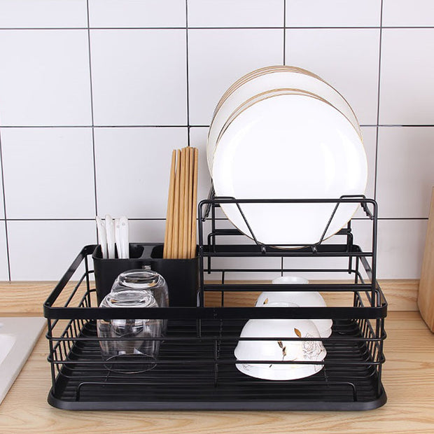 Double Layer Dish Rack Organizer - Black