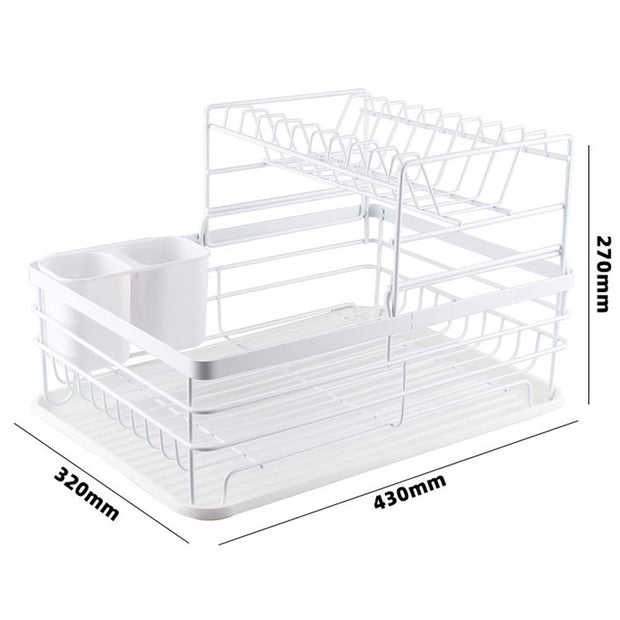 Double Layer Dish Rack Organizer - White