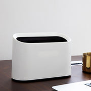 White Mini Table Top Waste Bin on Desk