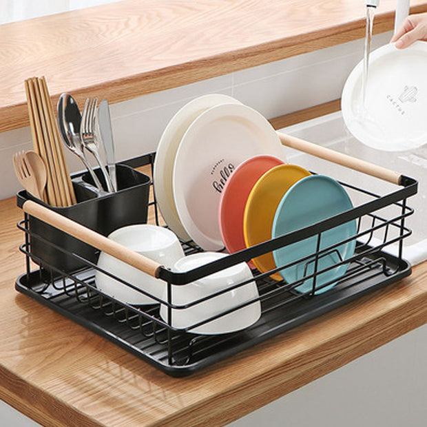 Black Single Layer Dish Rack Organizer 