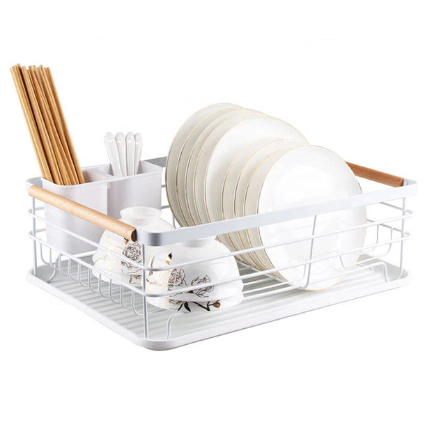 1pc White Double-layer Kitchen Bowl & Dish Rack Countertop Organizer