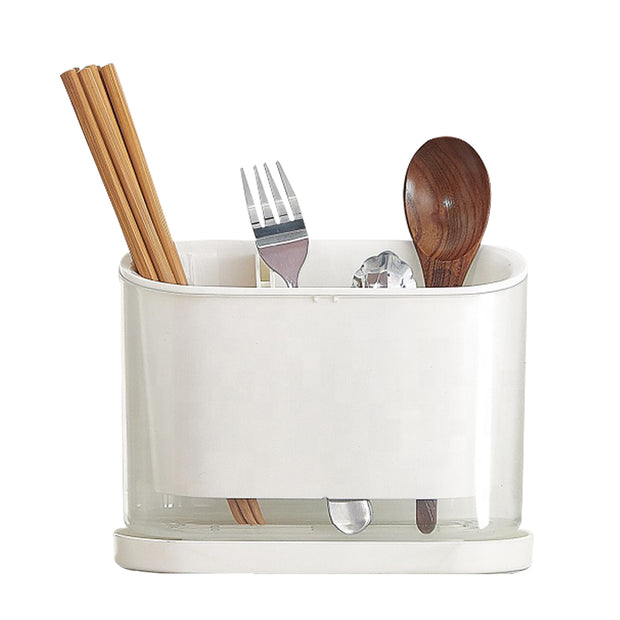 3 Compartments Utensil Holder - White